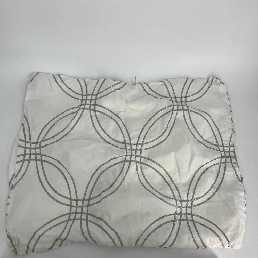 Restoration Hardware Baby Child Duvet Cover 2 Shams Gray White Embroidered Full